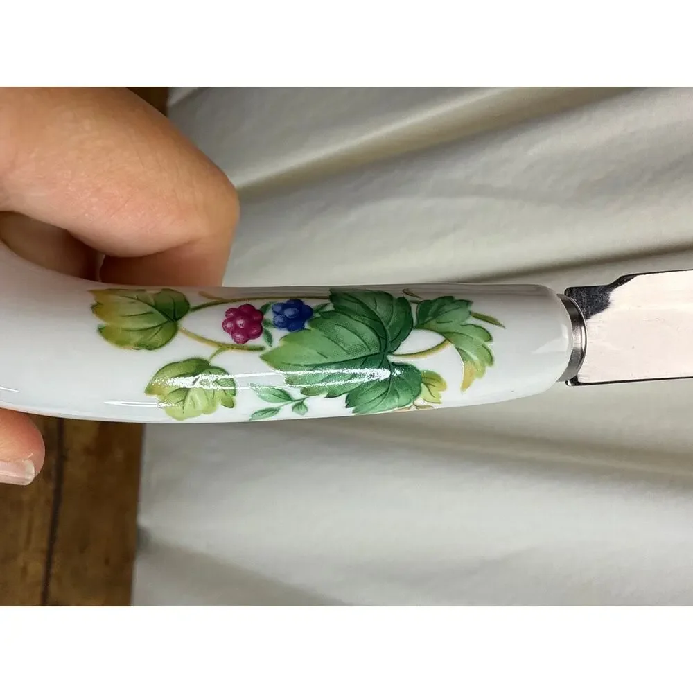 Andrea By Sadek Porcelain China Cheese Board & Knife Set Vineyard Pattern Japan